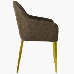 Lule Carver Antique Brown Leather Dining Chair With Gold Leg -Furniture Specialty Store lule antique brown gold 3