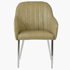 Lule Carver Cream Leather Dining Chair With Chrome Leg -Furniture Specialty Store lule antique cream chrome 1