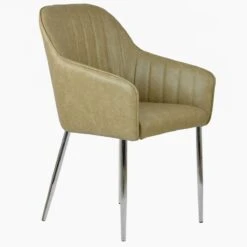 Lule Carver Cream Leather Dining Chair With Chrome Leg -Furniture Specialty Store lule antique cream chrome 2