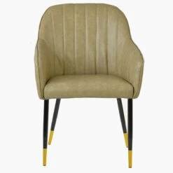 Lule Carver Cream Leather Dining Chair With Black / Gold -Furniture Specialty Store lule antique cream gold tip 1