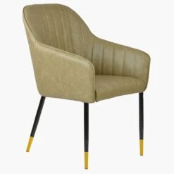 Lule Carver Cream Leather Dining Chair With Black / Gold -Furniture Specialty Store lule antique cream gold tip 2