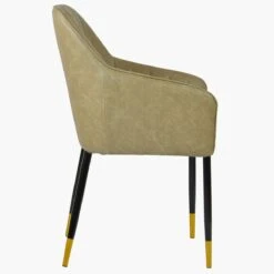 Lule Carver Cream Leather Dining Chair With Black / Gold -Furniture Specialty Store lule antique cream gold tip 3