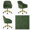 Lule Vintage Green Leather Swivel Office Chair Gold Base -Furniture Specialty Store lule antique green gold office 4