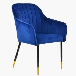 Lule Carver Blue Velvet Dining Chair With Black / Gold Leg -Furniture Specialty Store lule blue velvet gold tip 2