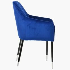Lule Carver Blue Velvet Dining Chair With Black / Silver Leg -Furniture Specialty Store lule blue velvet silver tip 3