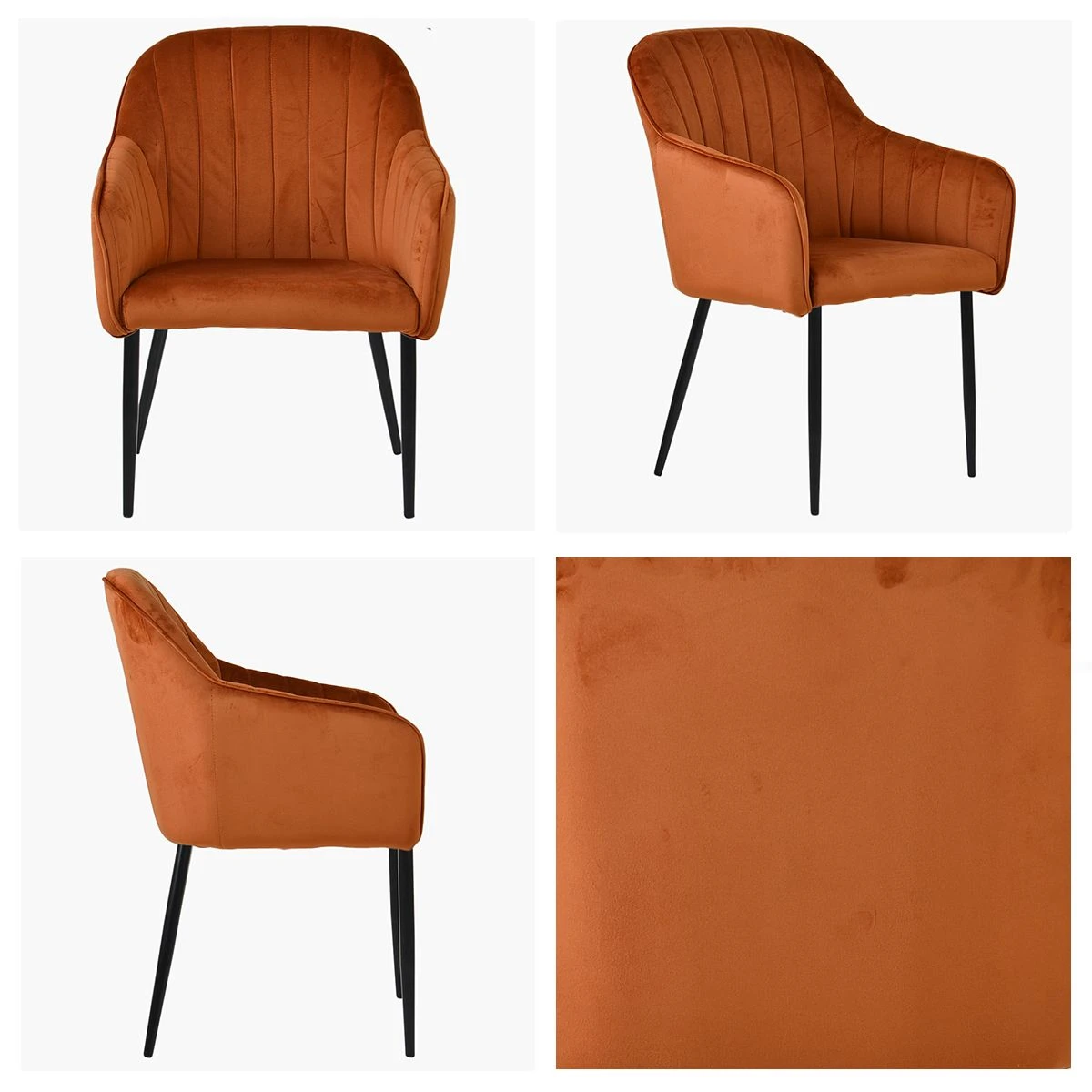 Lule Carver Burnt Orange Dining Chair With Velvet Black Leg 3 Lule Carver Burnt Orange Dining Chair With Velvet Black Leg