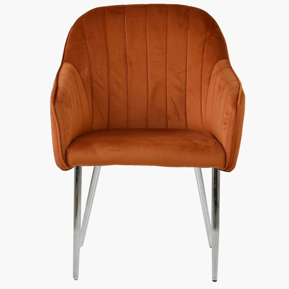 Lule Carver Burnt Orange Dining Chair With Velvet Chrome Leg 4 Lule Carver Burnt Orange Dining Chair With Velvet Chrome Leg - Image 2