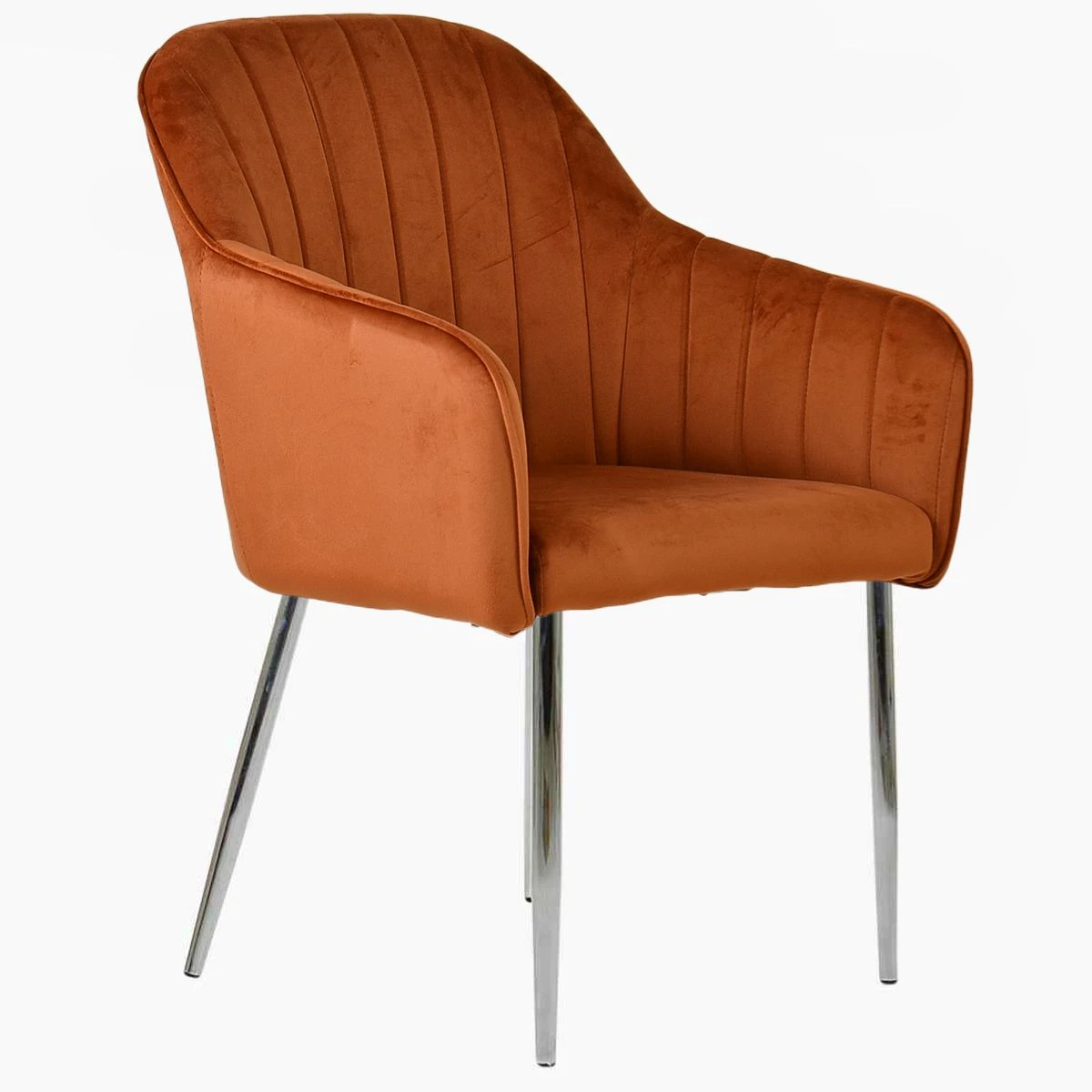 Lule Carver Burnt Orange Dining Chair With Velvet Chrome Leg 5 Lule Carver Burnt Orange Dining Chair With Velvet Chrome Leg - Image 3