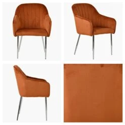 Lule Carver Burnt Orange Dining Chair With Velvet Chrome Leg