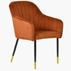 Lule Carver Burnt Orange Dining Chair With Velvet Black / Gold -Furniture Specialty Store lule burnt orange gold tip 2