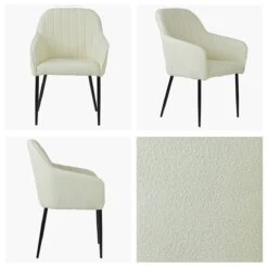 Lule Carver Cinda Cream Boucle Dining Chair With Black Leg