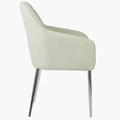 Lule Carver Cinda Cream Boucle Dining Chair With Chrome Leg -Furniture Specialty Store lule cream cinda chrome 3