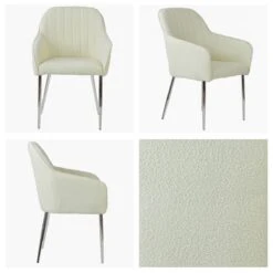 Furniture Specialty Store 23 Lule Carver Cinda Cream Boucle Dining Chair With Chrome Leg