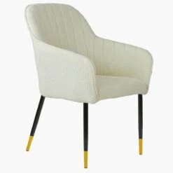 Lule Carver Cinda Cream Boucle Dining Chair With Black / Gold -Furniture Specialty Store lule cream cinda gold tip 2
