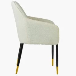 Lule Carver Cinda Cream Boucle Dining Chair With Black / Gold -Furniture Specialty Store lule cream cinda gold tip 3