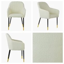 Furniture Specialty Store 41 Lule Carver Cinda Cream Boucle Dining Chair With Black / Gold