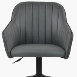 Lule Dark Grey Faux Leather Swivel Office Chair Black Base -Furniture Specialty Store lule dark grey pu black office 4