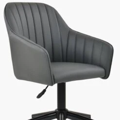 Lule Dark Grey Faux Leather Swivel Office Chair Black Base -Furniture Specialty Store lule dark grey pu black office 5