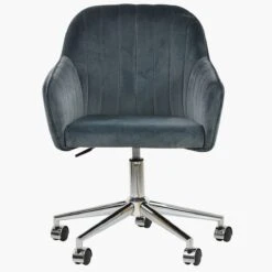 Lule Dark Grey Velvet Swivel Home Office Chair Chrome Base -Furniture Specialty Store lule dark grey velvet chrome office 3