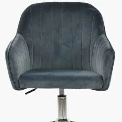 Lule Dark Grey Velvet Swivel Home Office Chair Chrome Base -Furniture Specialty Store lule dark grey velvet chrome office 4