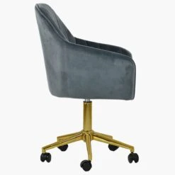 Lule Dark Grey Velvet Swivel Office Chair With Gold Legs -Furniture Specialty Store lule dark grey velvet office gold 3