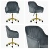 Lule Dark Grey Velvet Swivel Office Chair With Gold Legs -Furniture Specialty Store lule dark grey velvet office gold 4