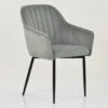 Lule Carver Grey Velvet Dining Chair With Black Legs And Armrests -Furniture Specialty Store lule grey velet with black