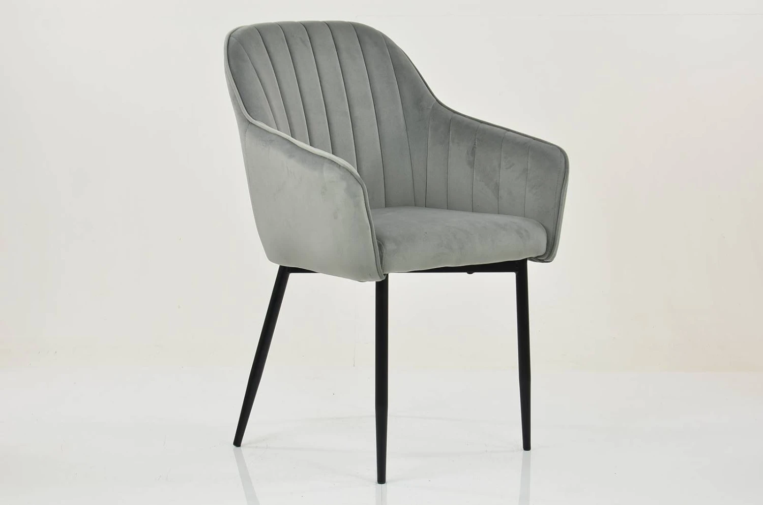 Lule Carver Grey Velvet Dining Chair With Black Legs And Armrests 3 Lule Carver Grey Velvet Dining Chair With Black Legs And Armrests
