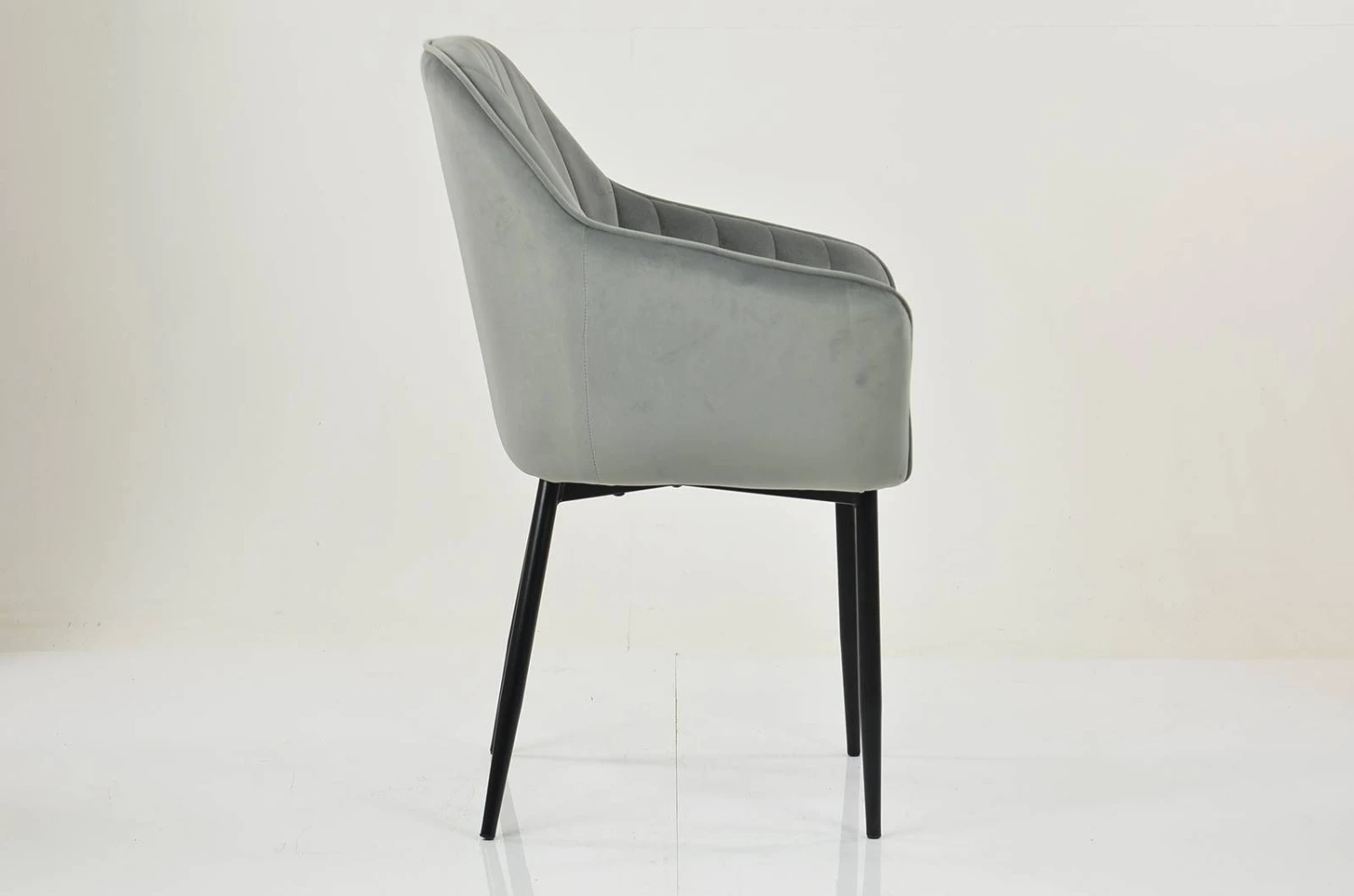 Lule Carver Grey Velvet Dining Chair With Black Legs And Armrests 5 Lule Carver Grey Velvet Dining Chair With Black Legs And Armrests - Image 3