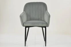 Lule Carver Grey Velvet Dining Chair With Black Legs And Armrests 7 Lule Carver Grey Velvet Dining Chair With Black Legs And Armrests -Furniture Specialty Store lule grey velet with black 4