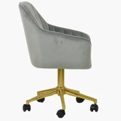 Lule Grey Velvet Swivel Office Chair With Gold Legs -Furniture Specialty Store lule grey velvet gold office 3