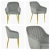 Lule Carver Grey Velvet Dining Chair With Gold Legs And Armrests -Furniture Specialty Store lule light grey velvet all gold white