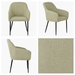 Furniture Specialty Store 37 Lule Carver Mink Boucle Dining Chair With Black Leg