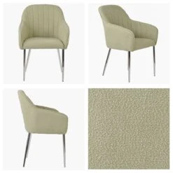 Furniture Specialty Store 35 Lule Carver Mink Boucle Dining Chair With Chrome Leg