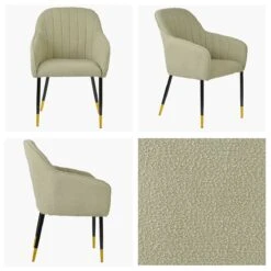 Lule Carver Mink Boucle Dining Chair With Black / Gold