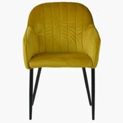 Lule Carver Mustard Velvet Dining Chair With Black Leg -Furniture Specialty Store lule mustard black 1