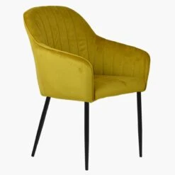 Lule Carver Mustard Velvet Dining Chair With Black Leg -Furniture Specialty Store lule mustard black 2