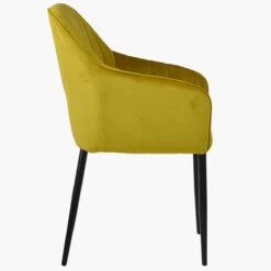 Lule Carver Mustard Velvet Dining Chair With Black Leg -Furniture Specialty Store lule mustard black 3