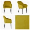 Lule Carver Mustard Velvet Dining Chair With Black Leg
