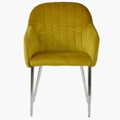 Lule Carver Mustard Velvet Dining Chair With Chrome Leg -Furniture Specialty Store lule mustard chrome 1