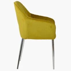 Lule Carver Mustard Velvet Dining Chair With Chrome Leg -Furniture Specialty Store lule mustard chrome 3