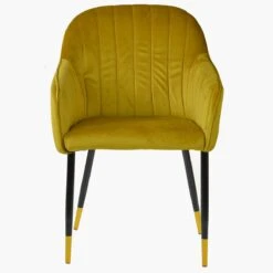 Lule Carver Mustard Velvet Dining Chair With Black / Gold -Furniture Specialty Store lule mustard gold tip 1