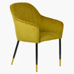 Lule Carver Mustard Velvet Dining Chair With Black / Gold -Furniture Specialty Store lule mustard gold tip 2