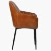 Lule Carver Vintage Brown Leather Dining Chair With Black Legs And Armrests -Furniture Specialty Store lule vintage brown black legs 2