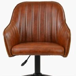 Lule Vintage Brown Leather Swivel Office Chair Black Base -Furniture Specialty Store lule vintage brown black office 4
