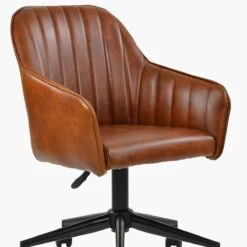 Lule Vintage Brown Leather Swivel Office Chair Black Base -Furniture Specialty Store lule vintage brown black office 5