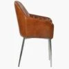 Lule Carver Vintage Brown Leather Dining Chair With Chrome Legs And Armrests -Furniture Specialty Store lule vintage brown chrome legs 1