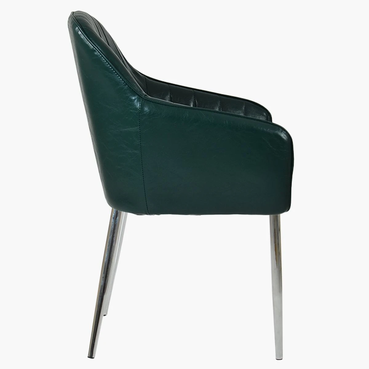 Lule Carver Green Leather Dining Chair With Chrome Leg 6 Lule Carver Green Leather Dining Chair With Chrome Leg - Image 4