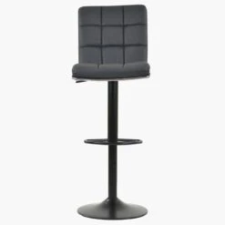 Luna Dark Grey Faux Leather Black Base Breakfast Stool