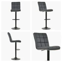 Luna Dark Grey Faux Leather Black Base Breakfast Stool -Furniture Specialty Store luna dark grey 4